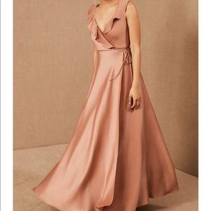 BHLDN Tansy Satin Charmeuse Maxi Bridesmaid Dress- Sedona Sunset in size 8